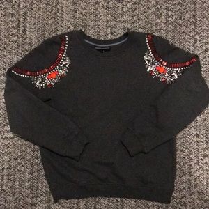 Gorgeous beaded crew neck sweatshirt top